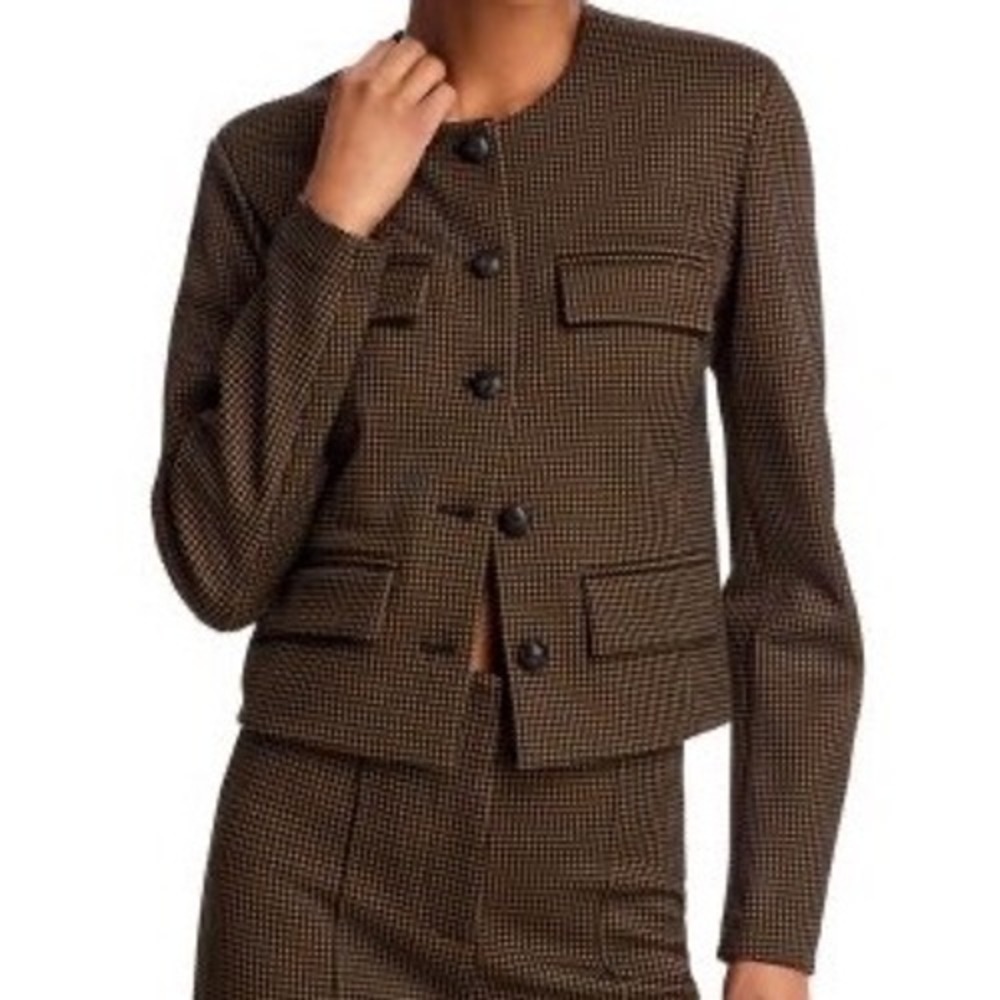 Veronica Beard Womens Berkley Houndstooth Dark Academia Knit Blazer Jacket 8